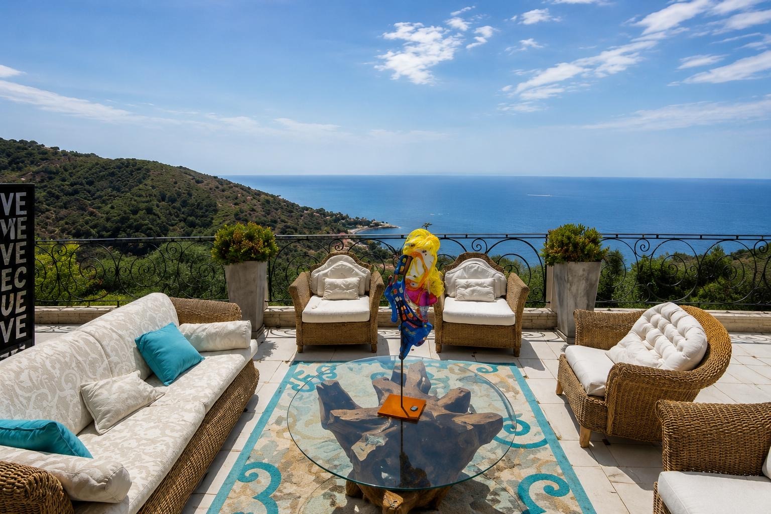Èze – Villa avec vue mer panoramique, piscines et parcelle constructible indépendante